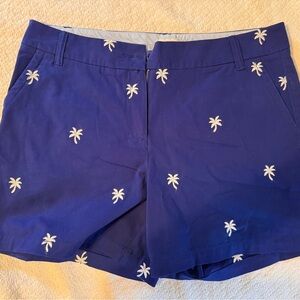 Crown & Ivy Blue and White Bermuda Shorts with Tropical Motif